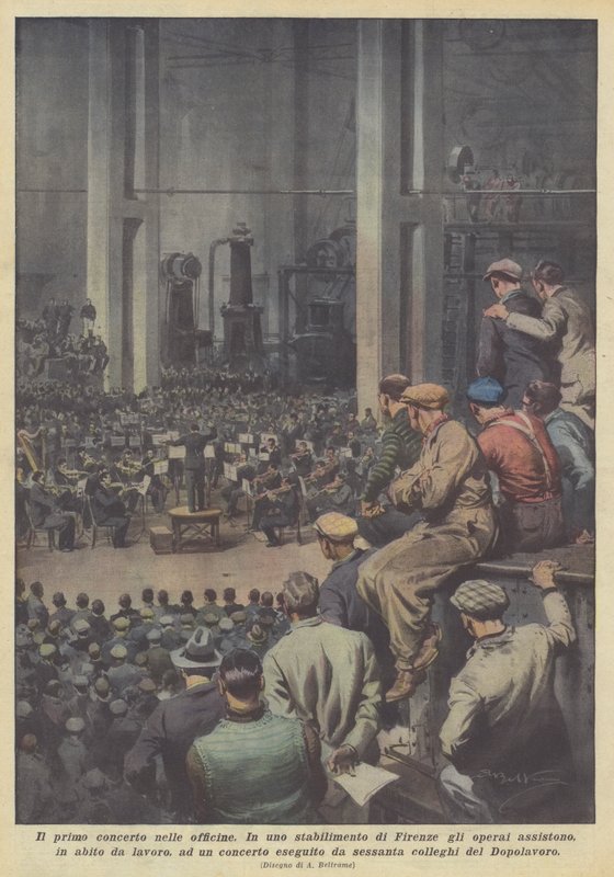 Första konserten i verkstäderna av Achille Beltrame