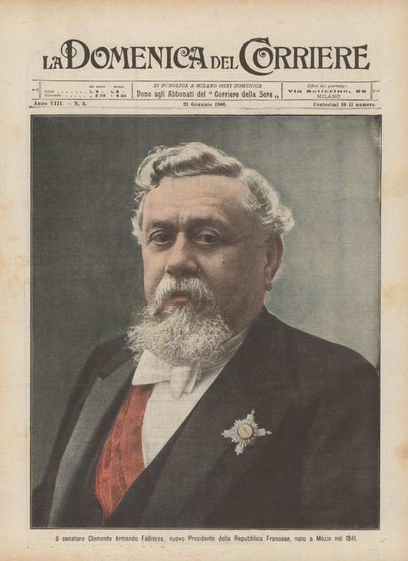 Senator Clemente Armando Fallieres, franska republikens ny president, född i Mezin 1841 av Achille Beltrame