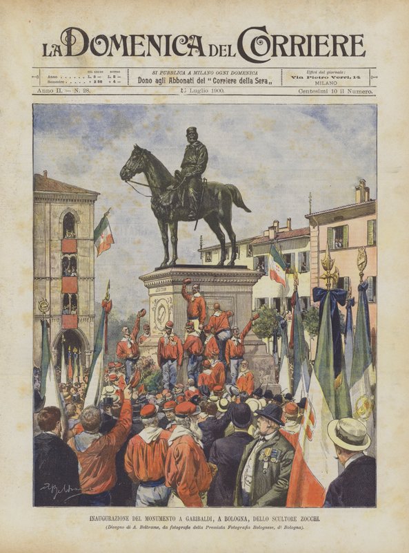 Invigning av monumentet till Garibaldi, i Bologna, av skulptören Zocchi av Achille Beltrame