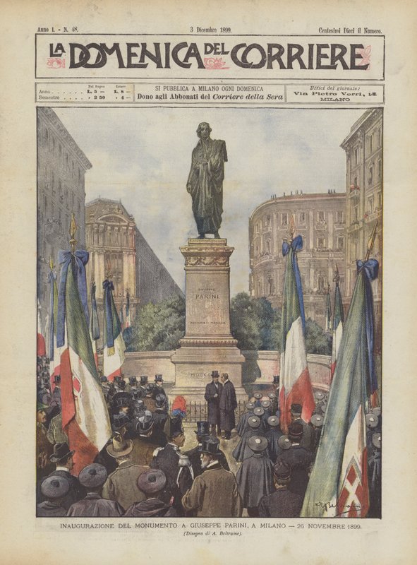 Invigning av monumentet till Giuseppe Parini, i Milano, 26 november 1899 av Achille Beltrame