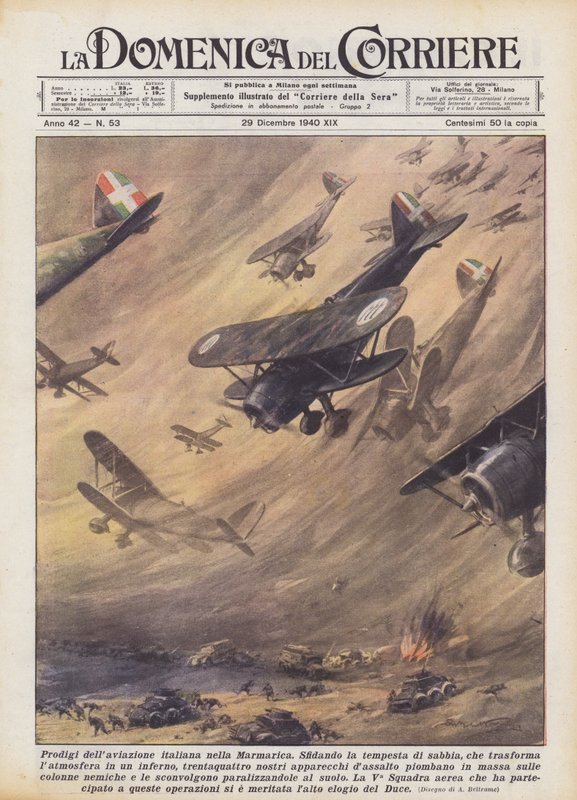 Italienska flygunderbarn i Marmarica (färg litho) av Achille Beltrame