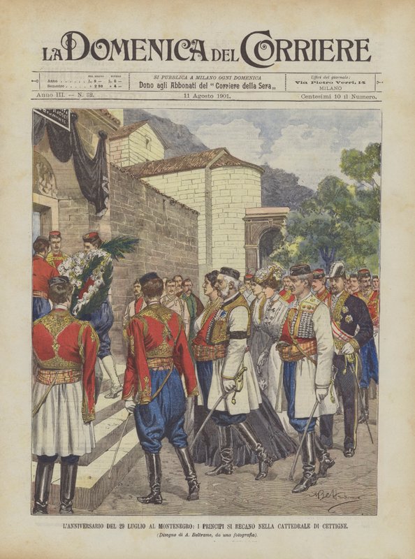 På 29 juli årsdagen i Montenegro går prinsar till Cettigne-katedralen av Achille Beltrame