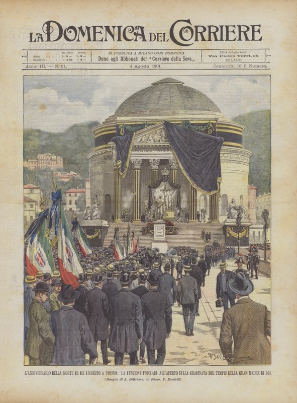 Årsdagen av kung Umbertos död i Turin, den populära utomhusfunktionen på trappan? av Achille Beltrame
