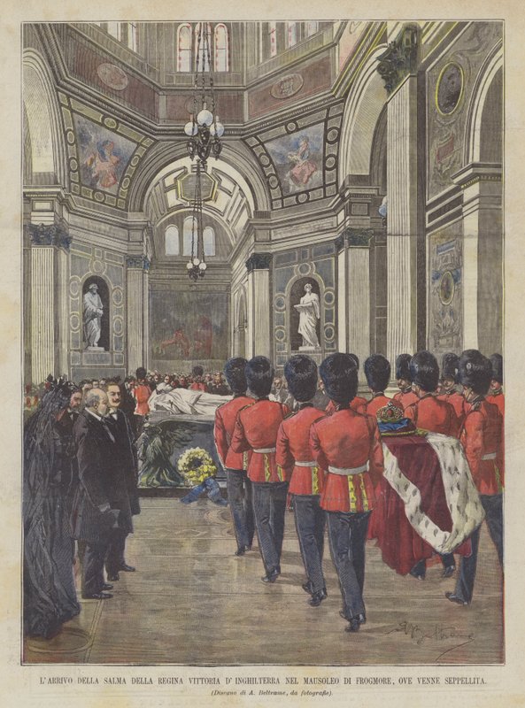 Ankomst av drottning Victorias kropp till England vid Frogmore Mausoleum, där hon begravdes av Achille Beltrame