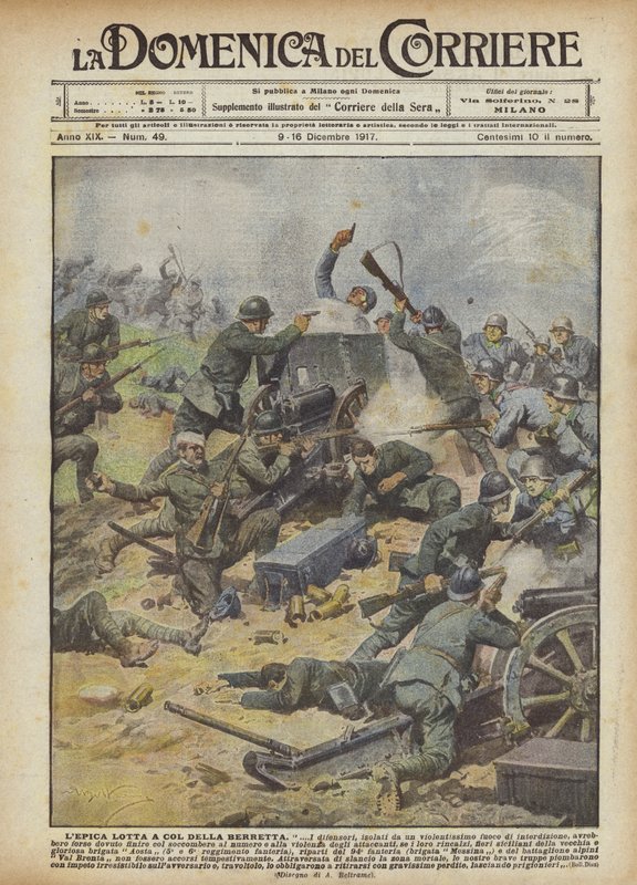 Den episka kampen vid Col Della Berretta av Achille Beltrame