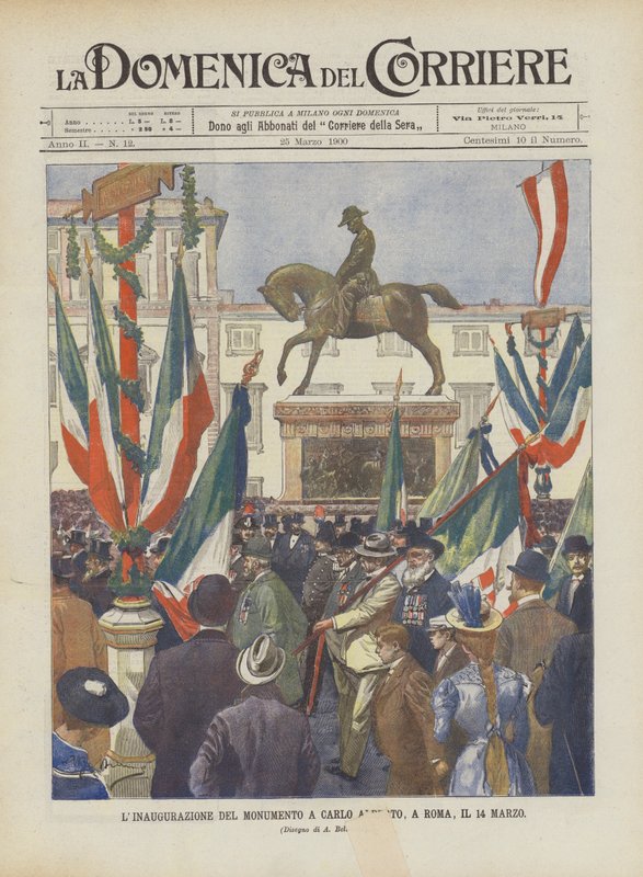 Invigningen av monumentet till Carlo Alberto, i Rom, den 14 mars av Achille Beltrame
