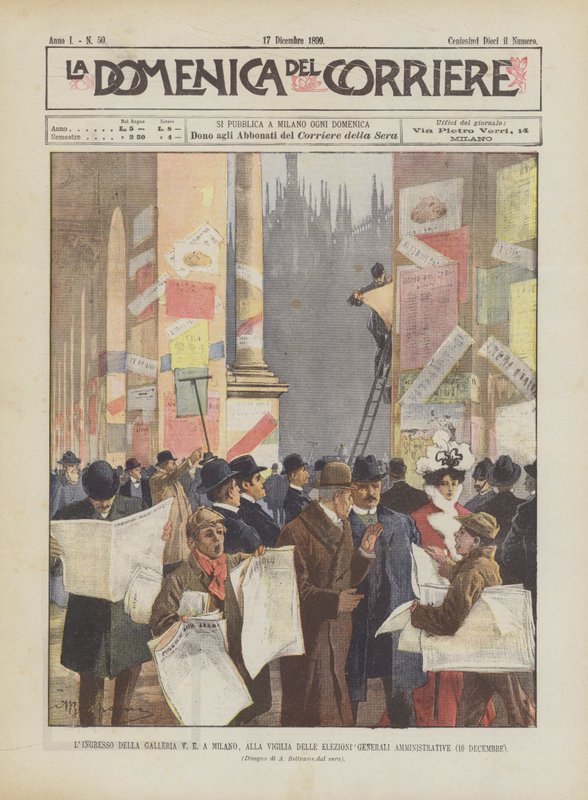 Gallerientrén i Milano, på tröskeln till de allmänna administrativa valen (10 december) av Achille Beltrame
