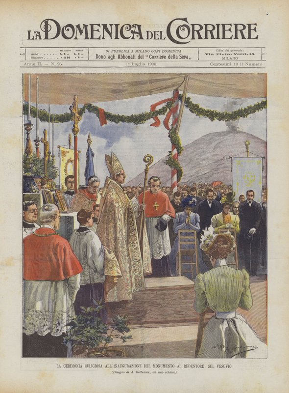 Den religiösa ceremonin vid invigningen av monumentet till återlösaren på Vesuvius av Achille Beltrame