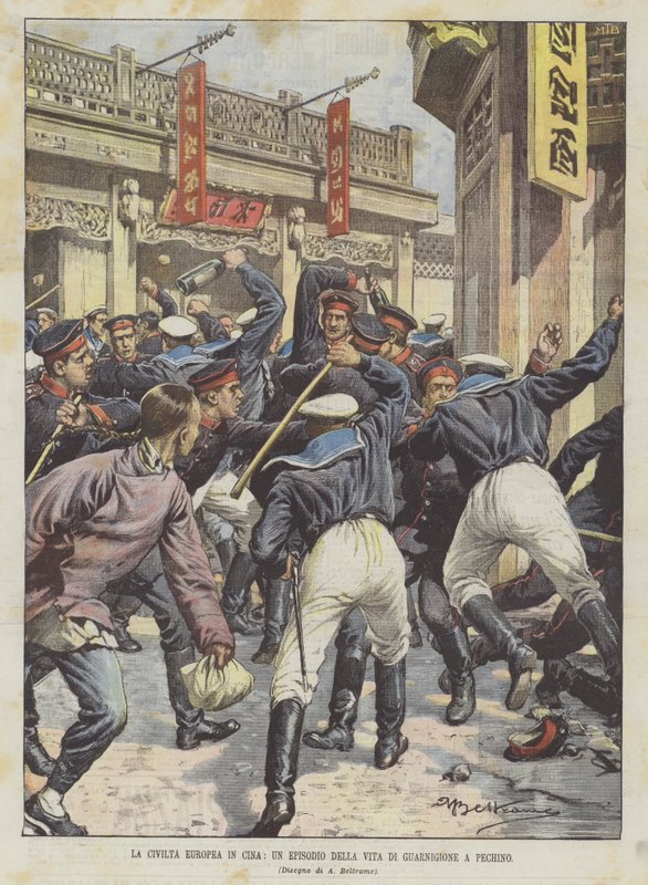 Den europeiska civilisationen i Kina, en episod från Beijing Garnison Life av Achille Beltrame