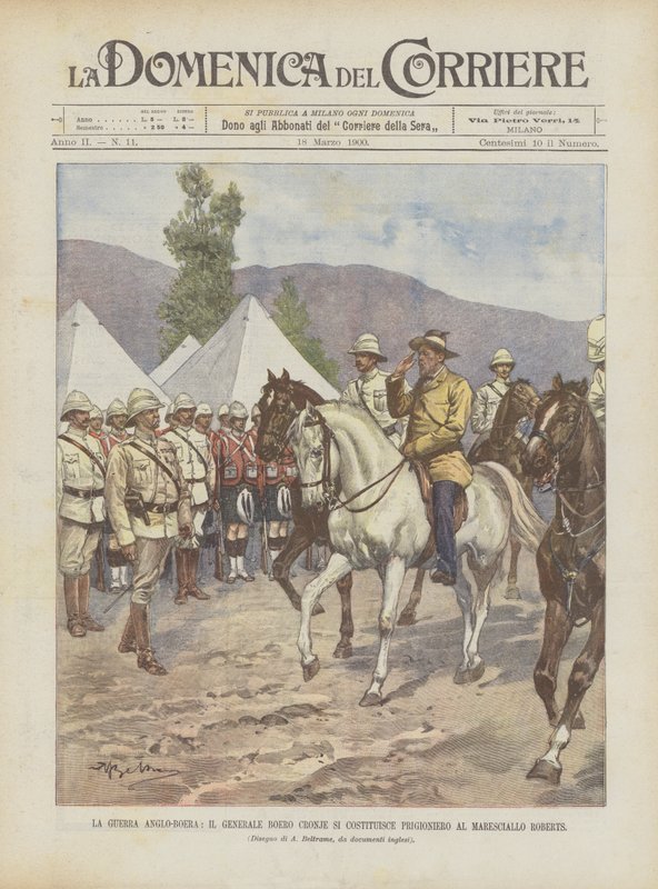 Anglo-boerkriget, boergeneralen Cronje utgör sig själv fånge åt marskalk Roberts av Achille Beltrame