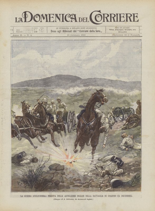 Anglo-boerkriget, förlust av brittiskt artilleri i slaget vid Colenso (14 december) av Achille Beltrame