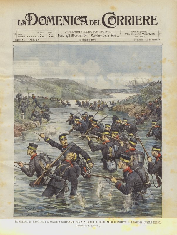 Krig i Manchuriet, japanska armén Wades Ai-Ho River och Assault and Deseer Russian River av Achille Beltrame