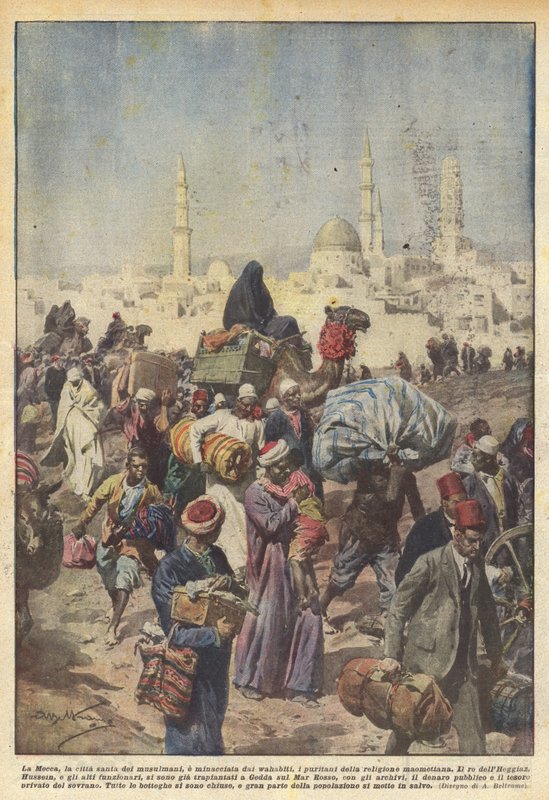 Mecka, muslimernas heliga stad, hotas av wahabis, puritanerna i den muhammedanska religionen av Achille Beltrame