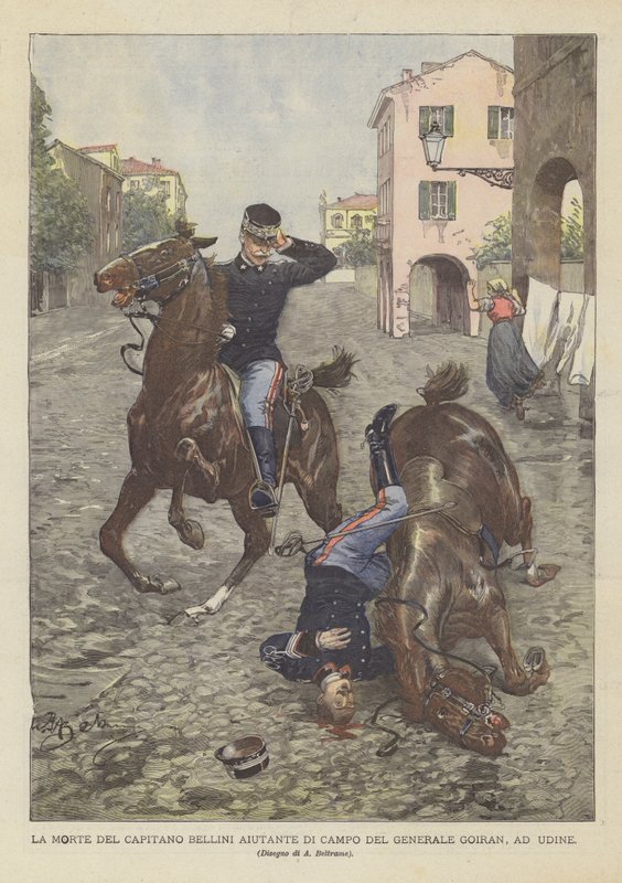 Kapten Bellinis aide-de-camp död till general Goiran i Udine av Achille Beltrame