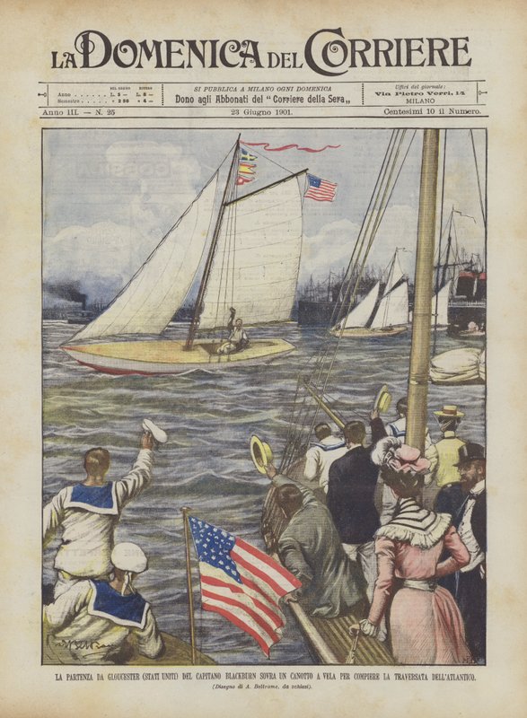 Kapten Blackburns avgång från Gloucester (USA) över en jolle som seglar för? av Achille Beltrame