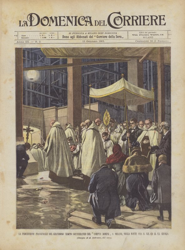 Invigningsprocessionen av det stora underjordiska templet Corpus Domini i Milano? av Achille Beltrame