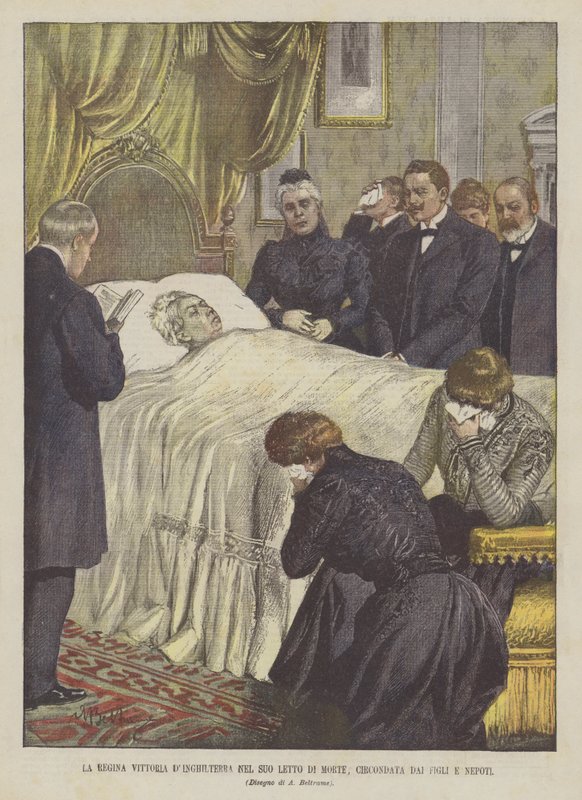 Drottning Victoria av England i sin dödsbädd omgiven av sina barn och barnbarn av Achille Beltrame