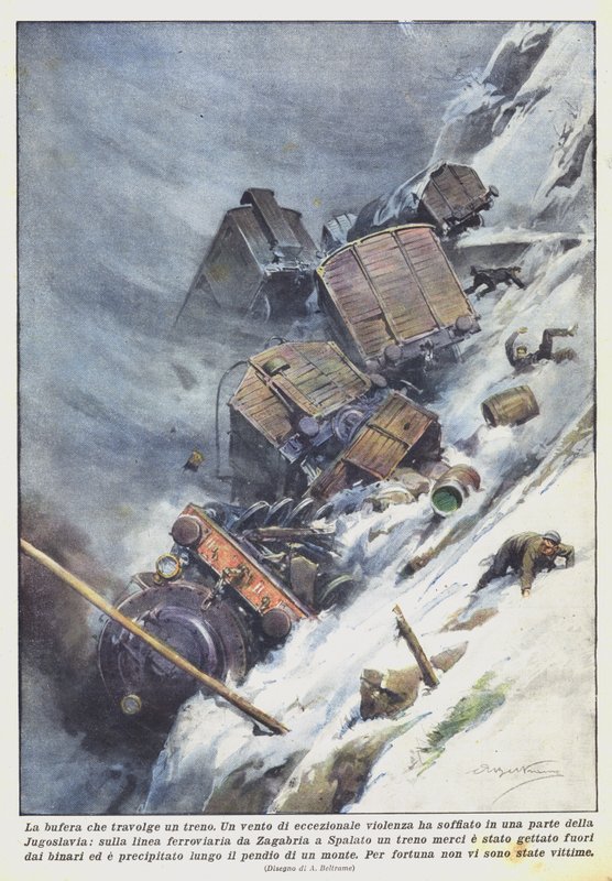 Stormen som uppslukar ett tåg av Achille Beltrame
