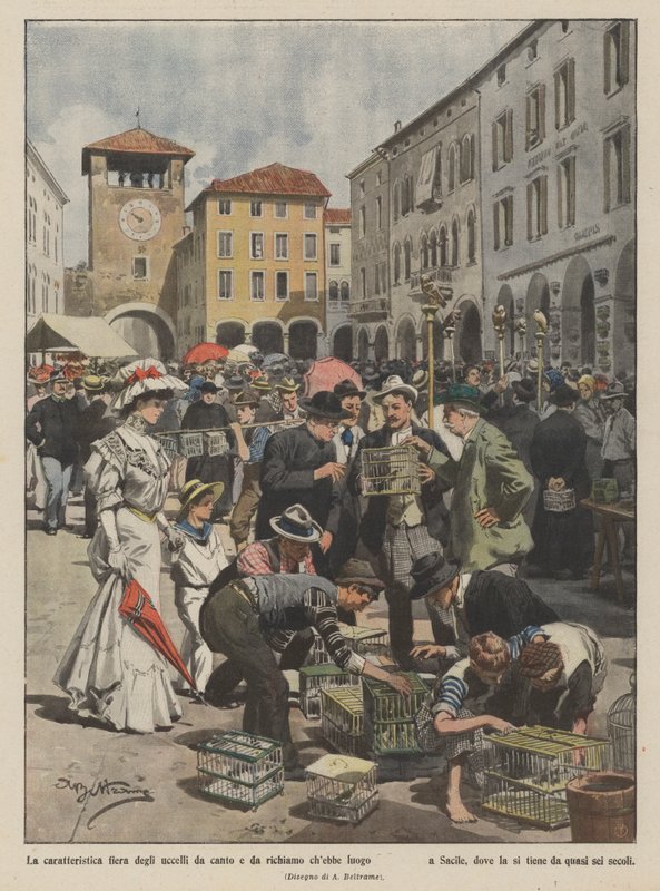 Det rättvisa kännetecknet för den sång och ropande fåglar som skulle äga rum av Achille Beltrame