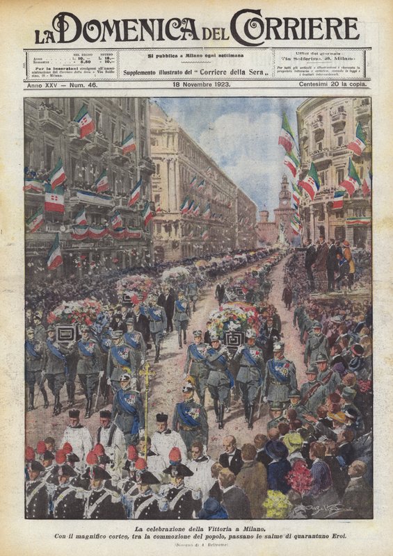 Firandet av segern i Milano av Achille Beltrame