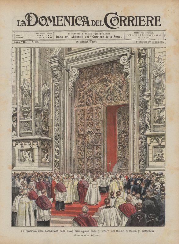 Välsignelseceremonin för den underbara nya bronsdörren i Milanos katedral (8 september) av Achille Beltrame