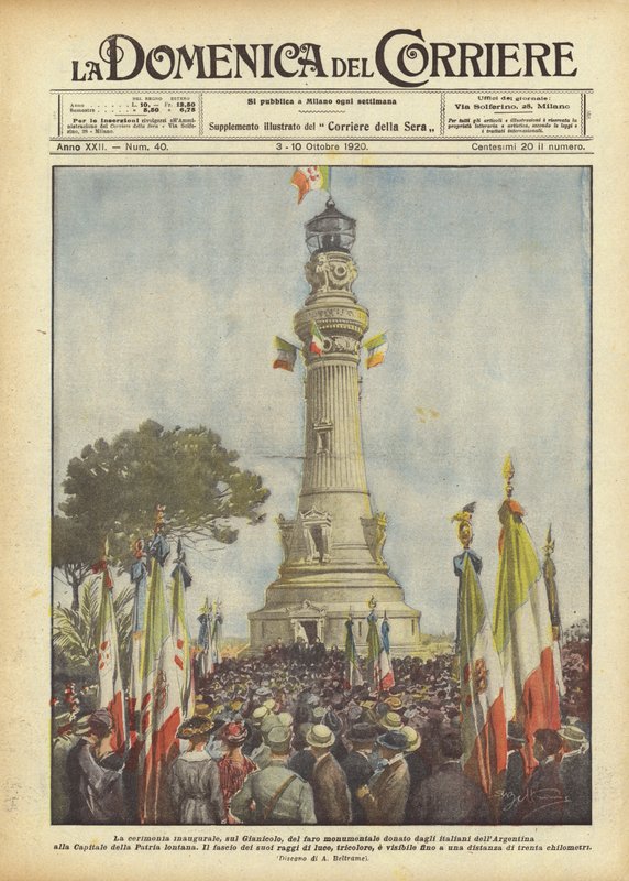 Invigningsceremonin, på Janiculum Hill, av den monumentala fyren som donerats av italienarna i Argentina? av Achille Beltrame
