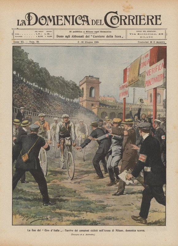 Slutet på Giro dItalia, ankomsten av cykelmästarna till Milano Arena i söndags av Achille Beltrame