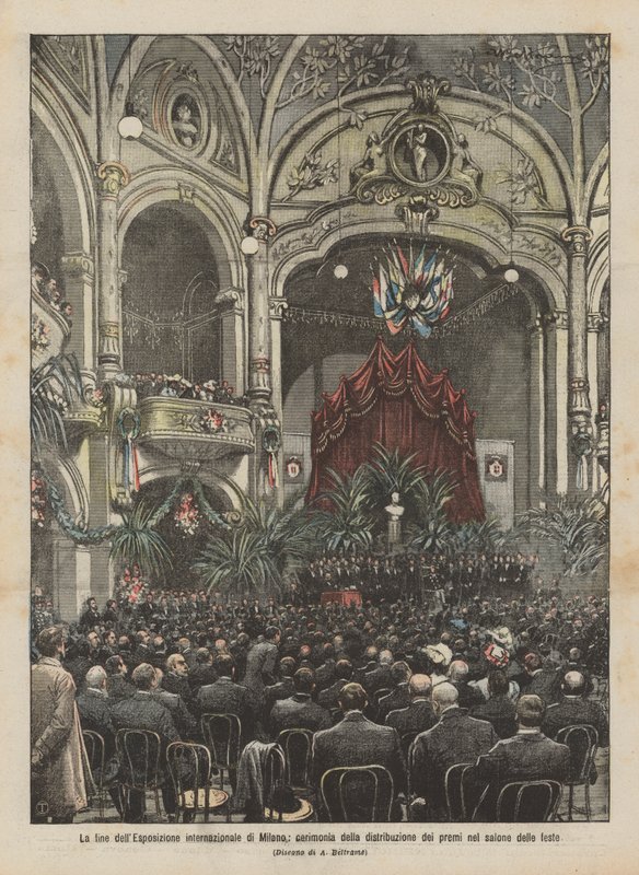 Avslutningen på Milanos internationella utställning, ceremoni för utdelning av priser i balsalen av Achille Beltrame