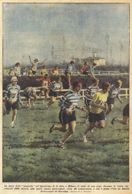 Gasellloppet på SAN Siro Hippodrome i Milano av Achille Beltrame
