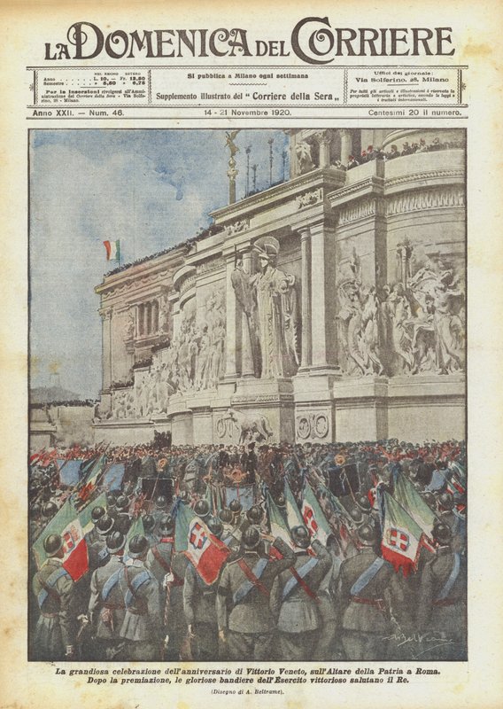 Det storslagna firandet av årsdagen av Vittorio Veneto, på Altare della Patria i Rom av Achille Beltrame