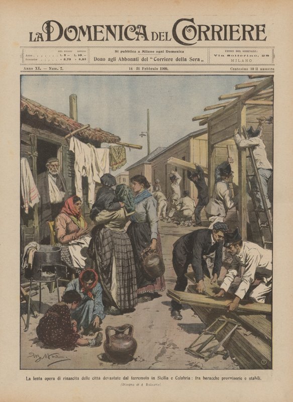 Den långsamma återfödelsen av städerna som ödelades av jordbävningen på Sicilien och Kalabrien? av Achille Beltrame
