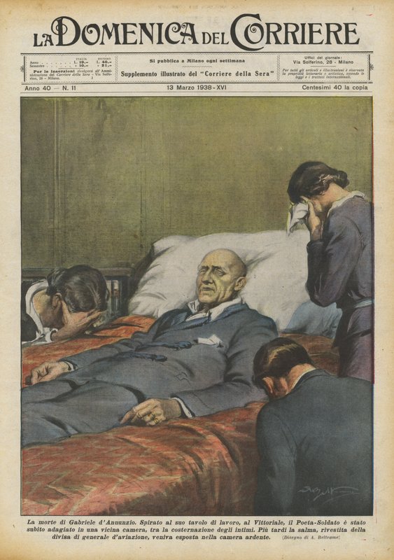 Gabriele dAnnunzios död av Achille Beltrame
