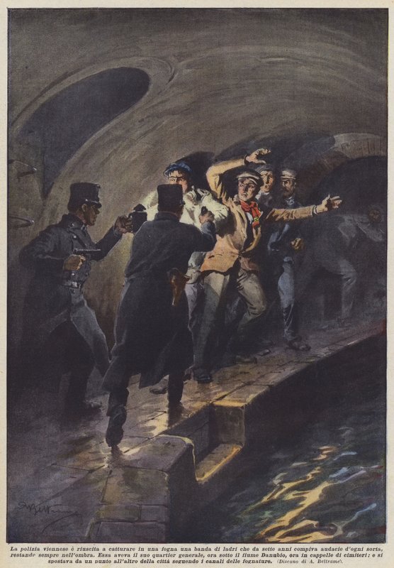Lyckades wienerpolisen fånga ett gäng tjuvar i ett avlopp som har funnits i sju år? av Achille Beltrame
