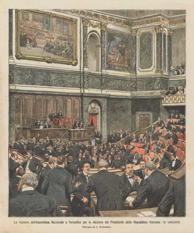 Nationalförsamlingens möte i Versailles för val av republikens president? av Achille Beltrame