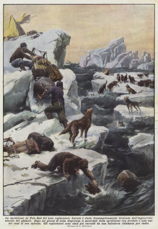 Har Larsens expedition till Sydpolen avbrutits dramatiskt? av Achille Beltrame