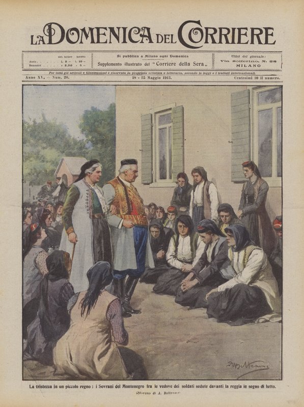Sorgen i ett litet kungarike, Montenegros suveräner bland de sittande soldaternas änkor? av Achille Beltrame