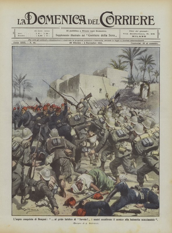 Den hårda erövringen av Benghazi, till Savoyens ödesdigra rop! vår attackerade fienden vid? av Achille Beltrame