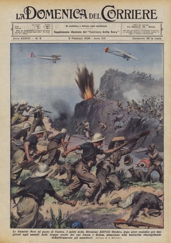 Svartskjortorna vid Uarieu-passet av Achille Beltrame