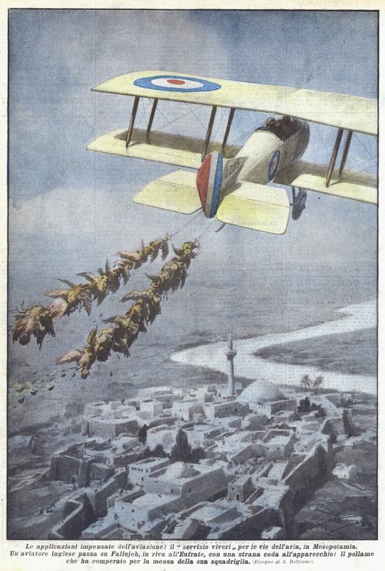 Flygets oväntade tillämpningar, mattjänsten för luftvägarna, i Mesopotamien av Achille Beltrame