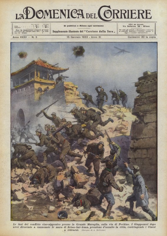 Faserna av den kinesisk-japanska konflikten vid muren, på väg till Peking av Achille Beltrame
