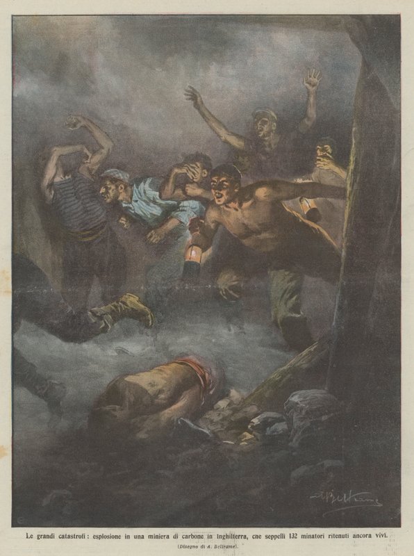 De stora katastroferna, explosionen i en kolgruva i England, vad begravde 132? av Achille Beltrame