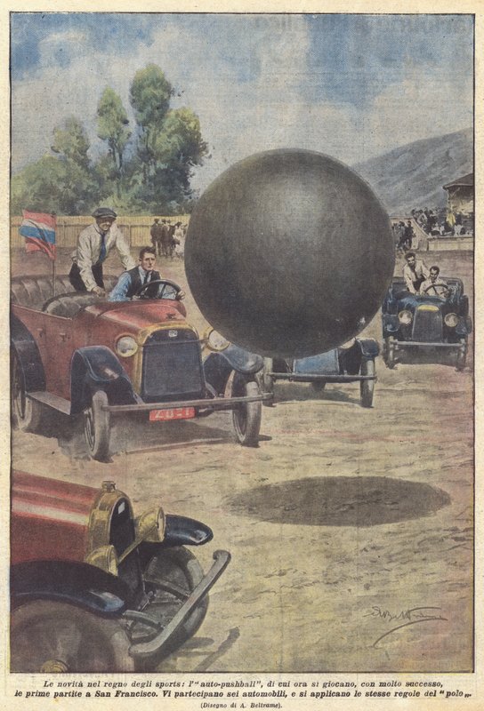 Nyheterna inom sportens rike, auto-pushball, som nu spelas med stor framgång? av Achille Beltrame
