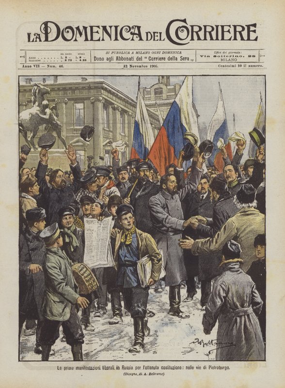 De första liberala demonstrationerna i Ryssland för konstitutionen, på Petersburgs gator av Achille Beltrame