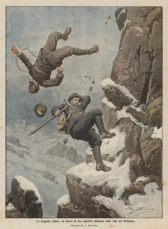 De alpina tragedierna, två milanesiska bergsbestigares död i Dauphiné-alperna av Achille Beltrame