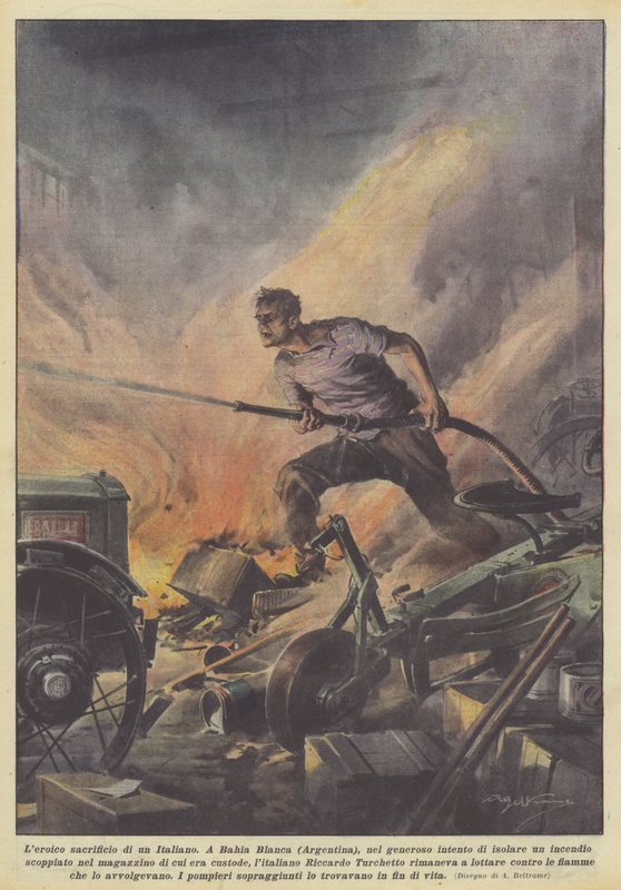 En italienarens heroiska uppoffring av Achille Beltrame