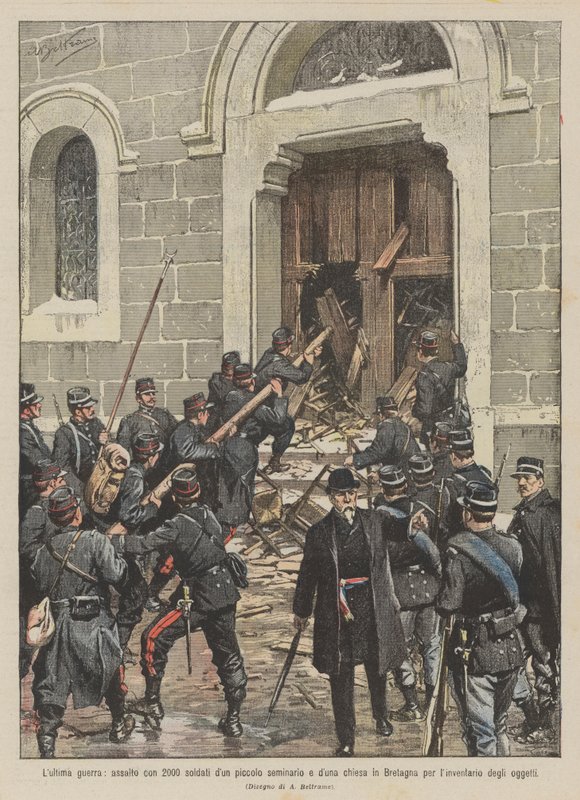 Det senaste kriget, ett anfall med 2000 soldater från ett litet seminarium och kyrka i Bretagne för? av Achille Beltrame