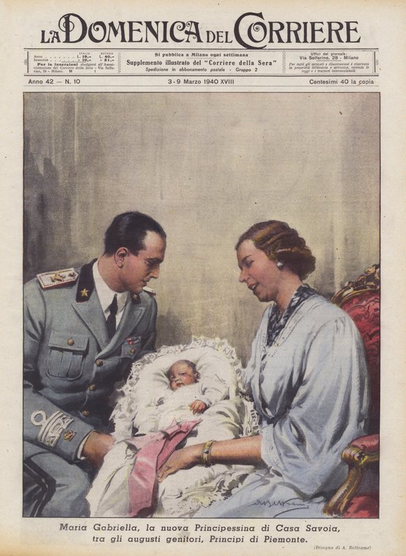 Maria Gabriella, den nya prinsessan av House of Savoy, bland de högt stående föräldrarna, Princes of Piemonte av Achille Beltrame