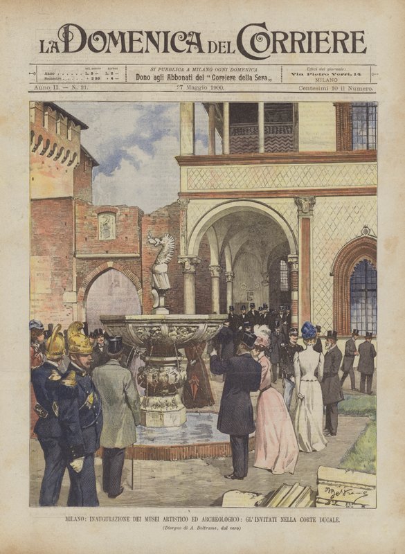 Milano, invigning av de konstnärliga och arkeologiska museet, gäster i hertigdomstolen av Achille Beltrame