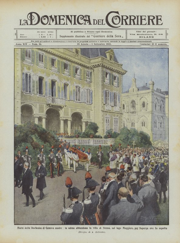 Hertiginnan av Genuas mors död, lämnar kroppen villan Stresa, vid Lago Maggiore? av Achille Beltrame