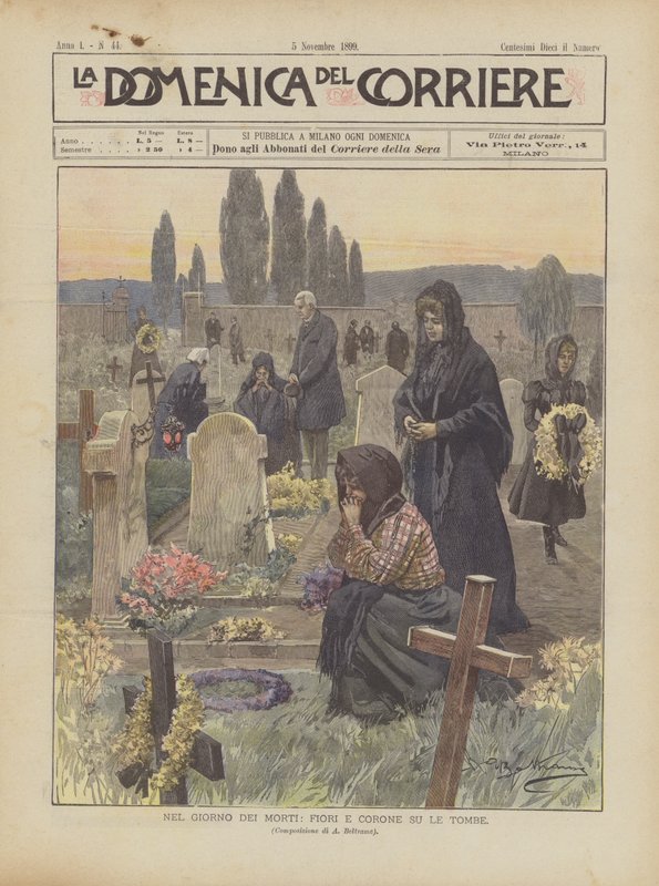 På de dödas dag, blommor och kransar på gravarna av Achille Beltrame